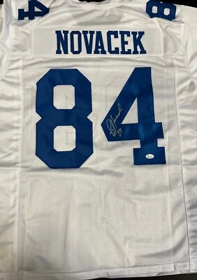 Jay Novacek #84 Dallas Cowboys Autographed White Size XL Jersey JSA COA   - Image 1 of 4