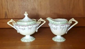 Antique RS Prussia Floral Ceramic Creamer and Sugar Set Antique - Picture 1 of 13
