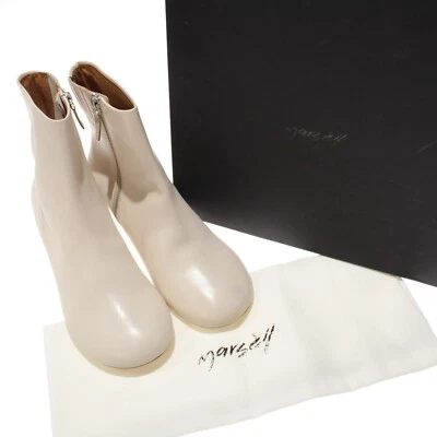 Botas Marsell novas com etiquetas biqueira redonda de couro salto tamanho 39 EUA 9 em bege claro sólido - Imagem 1 de 4