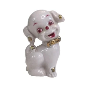 Pink Puppy Dog with Gold Magenta Details Retro Figurine Porcelain Vintage Japan - Picture 1 of 8