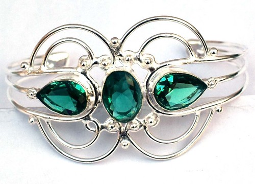 VALENTINO Bracciale regolabile Paraiba pietra preziosa tormalina argento sterling 925 gioielli