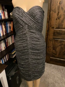 Vestido de diseñador TADASHI SHOJI talla 4 negro dorado ceñido al cuerpo sin tirantes *** - Imagen 1 de 8