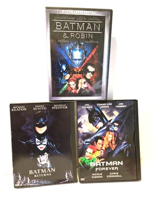 Lot of 3 Batman Movies on DVDs- Batman & Robin/Batman Returns/Batman Forever Foto 1 de 4