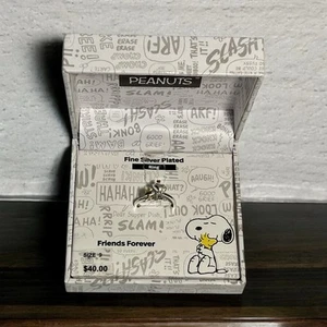 Peanuts Snoopy Silver Bypass Ring Size 9 Friends Pave Wrap Heart Snoopy Ring - Picture 1 of 5