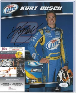 Miller Lite Beer Driver Kurt Busch Signed NASCAR 8x10 2-Sided Photo Card JSA COA - Picture 1 of 9