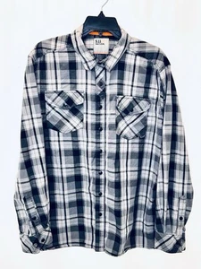 5.11 Tactical Mens Gunner Plaid Shirt Large Blue/White Long Sleeve Cotton Snap - Picture 1 of 8