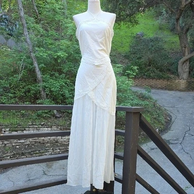 NEW FOR LOVE AND LEMONS WHITE COTTON HALTER DRESS SIZE S - Image 1 of 4