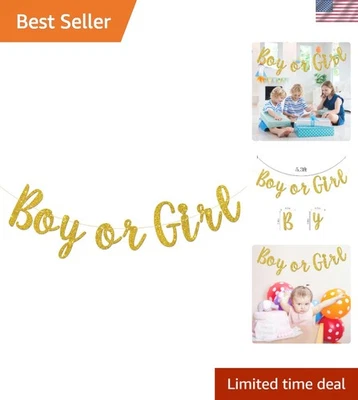 Banner de baby shower dorado ligero - decoración de fiesta reutilizable Foto 1 de 4