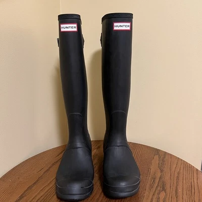 Botas de Lluvia HUNTER Originales Altas Impermeables Negras Mate Ajustables Talla 8M/9F NUEVAS Foto 1 de 4