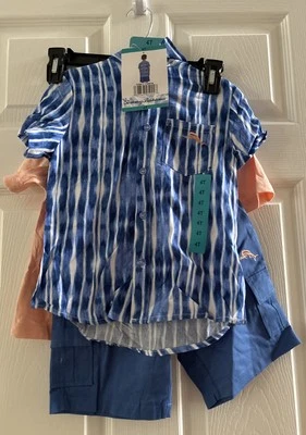 Tommy Bahama Juego de 3 Piezas Niños, Talla 4T - Azul (NUEVO CON ETIQUETAS) Foto 1 de 4