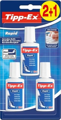3 x Tipp-Ex Rapid, Correction Fluid Bottle High Quality Excellent Coverage 20ml
