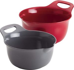 Rachael Ray Tools and Gadgets Nesting Mixing Bowl Set, 2-Piece, Red and Gray