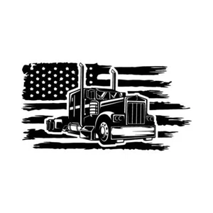 Distressed American Flag Semi Truck USA Patriot Trucker Freedom Decal Sticker - Picture 1 of 3