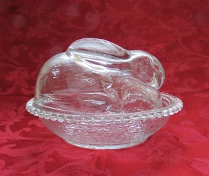 Vintage Tiara Glass Rabbit on Nest - Large - Picture 1 of 7