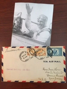FRANK HAWKS HAND SIGNED FLOWN POSTAL COVER BY AVIATION PIONEER - Picture 1 of 1