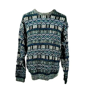 Vtg Concrete Mix Size Large Sweater Crew Neck Colorful Cosby Coogie Style - Picture 1 of 4