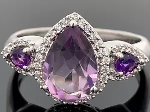 SCHMUCKJAGD RING GR.19 (CA.59) AUS 925/- SILBER MIT AMETHYST & ZIRKON - Bild 1 von 7