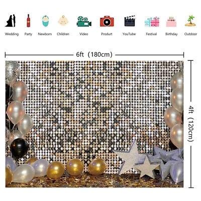 Telón de fondo de pared plateado brillante plateado flash cuadrado foto cumpleaños telón de fondo Foto 1 de 4