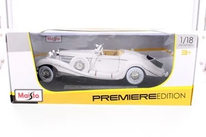 1936 Mercedes Benz 500K Typ Roadster Convertible, White- Maisto Premiere R-23181 - Picture 1 of 3