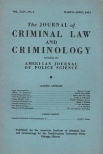 Journal Of Criminal Law & Criminology Vol. 24 #6 March April 1934 Delinquency + - Bild 1 von 2