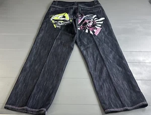 Jeans vintage Avirex "SONS OF MAYHEM" 40x34 larghi neri hip hop gamba larga - Foto 1 di 16