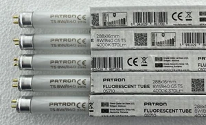 5 PACK 8 Watt 12" 8W T5 Fluorescent Tube - caravan 288mm COOL WHITE Patron - Picture 1 of 13