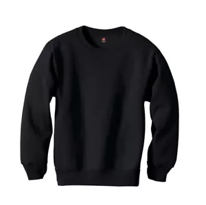 HANES Youth Boys Size XS Crew Neck Fleece Sweatshirt Ecosmart • Black - Picture 1 of 4