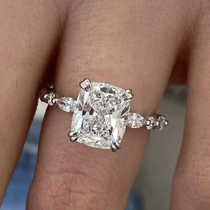 14K White Gold Solitaire Engagement Ring 3.5ct Pear Lab-Created Diamond E/VS1 - Picture 1 of 11