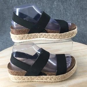 Madden Girl Sandals Womens 6.5M Cybell Elastic Strappy Espadrille Platform Black - Picture 1 of 18