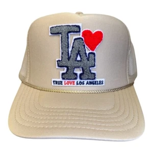 TRUE LOVE LOS ANGELES :: charity TRUCKER HATS for LAFD CA FIRE RELIEF :: Beige - Picture 1 of 5