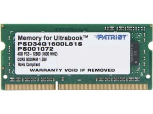 PATRIOT Memory DDR3 4GB SO-DIMM 1600 MHz PSD34G1600L81S PC3-12800 - NEW Retail - Picture 1 of 1