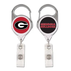 Georgia Bulldogs Retractable Metal Badge Holder [NEW] NCAA Key Chain ID Ring - Picture 1 of 1