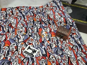 Cubism, Red, Art, Picasso, Braque, cotton elastane jersey knit fabric 150cm wide - Picture 1 of 4