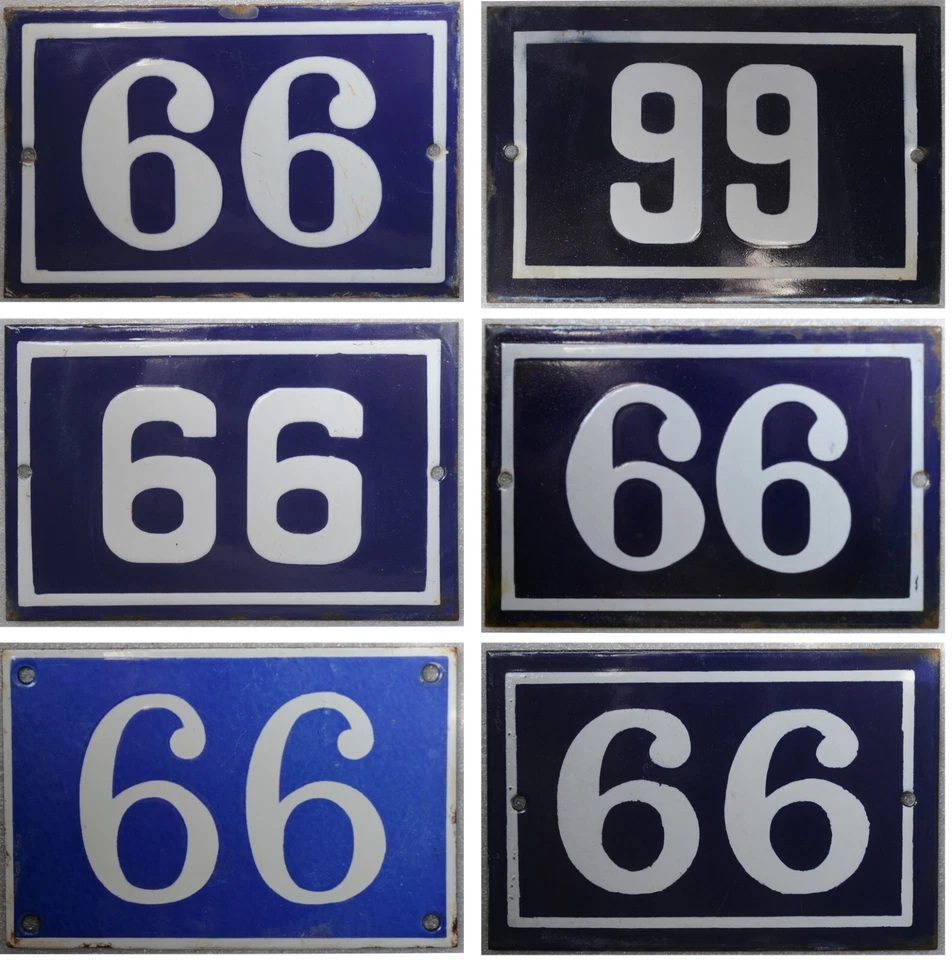 Antiga casa francesa azul número 66 porta portão parede cerca placa placa placa - Imagem 1 de 1