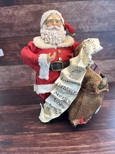 Musical Collectible Santa  - Paper Mache - Christmas - Checking List Figurine - Picture 1 of 8