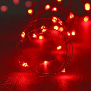 4-Pack Led Fairy String Lights Battery Operated Copper Wire 16 ft Red Party - Picture 1 of 7