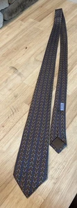 HERMES PARIS VINTAGE TIE CHAIN LINKS CIRCLES 7204 UA BROWN AUTHENTIC - Picture 1 of 6