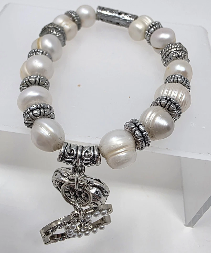 Жемчужный и серебряный браслет на молнии Brighton And CC - Изображение 1 из 1
