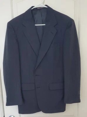 Chaqueta Traje STAFFORD Medio Forrada Gris Oscuro con Sutil Rayas Rojo y Blanco Lana 38s Foto 1 de 4