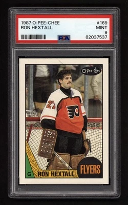 1987 OPC #169 RON HEXTALL ROOKIE CARD PSA 9 MINT *SHOULD BE A 10* - Image 1 of 2