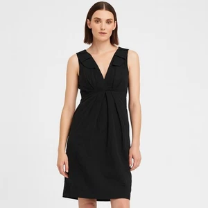 Marcs Dress AU 8 US4 Midi Black Sleeveless Wide Collar Pleated Classic - Picture 1 of 5