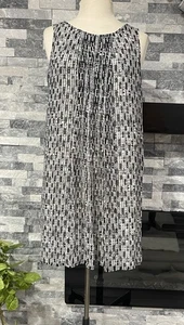 J. JILL Pintucked Sleeveless Sheath Dress Black / White Basket Weave Print S - Picture 1 of 7