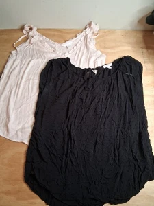 Blusa Lauren Conrad Mujer Talla L Conjunto De 2 Negro Rosa Sin Mangas Top Transparente  - Imagen 1 de 15