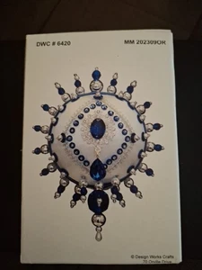 Kit Ornamento Vintage Mary Maxim Design Works GOLDEN ELEGANCE 3" Blu e Argento  - Foto 1 di 1