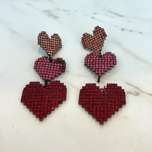 Elizabeth Cole Valentina crystal heart Earrings - Picture 1 of 5