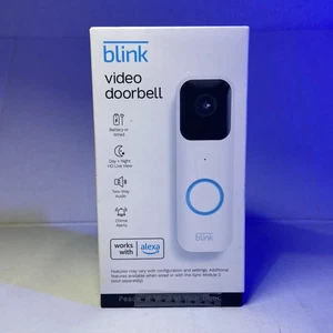 Blink Video Doorbell Weiß Akku Verkabelt Alexa 1080p HD Glockenspiel Warnungen Neu Versiegelt - Bild 1 von 5