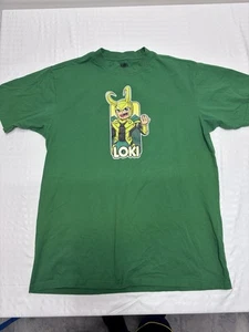 Marvel Loki Cartoon Portrait T-Shirt- BoxLunch Exclusive Size XL Mens Green - Picture 1 of 8