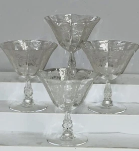 4 Cambridge CHANTILLY CRYSTAL 4 1/2" - 6 oz LOW SHERBETS #3779 - Picture 1 of 2