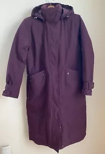 Lands End Knee Length Down Coat Women M 10/12 w/detachable hood, Burgundy - Picture 1 of 6