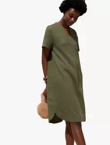 M&S Linen Rich V Neck Popover Shift Dress Plus Size 24 Long BNWT - Picture 1 of 5